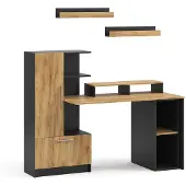 Vicco Schreibtisch Tomy Anthrazit/Goldkraft Eiche 150 x 59 cm 5er Set, Model 59853