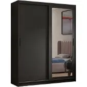MargaretHadas24 Kleiderschrank Henry mit Spiegel 160 cm inklusive 2 Schiebetüren Schwebetürenschrank (schwarz)