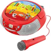 GoGen Roter Radiorecorder Déco Spieler für Kinder mit Karaoke, Bluetooth, CD, USB, MP3 und Mikrofon