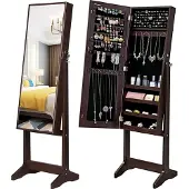 Songmics Ganzkörperspiegel mit Wandmontage, All-in-One Schmuckschrank, Standspiegel für Mädchenzimmer