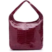 Manfield Burgundy leren croco schoudertas | Größe Onesize