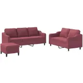 vidaXL 2-tlg. Sofagarnitur mit Kissen Weinrot Stoff