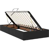 Syfax Ottoman Bettgestell mit Speicher Schwarz 100 x 200 cm Samt