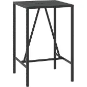 Syfax Bartisch mit Glasplatte Schwarz 70x70x110 cm Poly Rattan