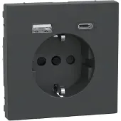 Merten MEG2367-6034 Schuko Steckdose mit USB Ladegerät Anthrazit, System Design MEG23676034