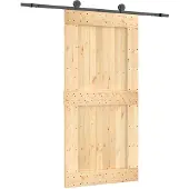 Syfax Schiebetür Natürlich und Schwarz 100 x 210 cm Massivkiefer