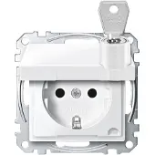 Schneider Electric Merten Schuko-Steckdose mit Klappdeckel, abschließbar, 1-fach, Berührungsschutz, Steckklemmen, System M, polarweiss glänzend, Artikelnummer MEG2315-0319