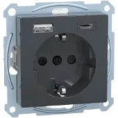 Merten MEG2367-0414 Schuko Steckdose mit USB Ladegerät Anthrazit System M MEG23670414