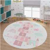 TT Home Kinderzimmerteppich Teppich Kinderteppich Rutschfest Herz Wolke Schmetterling