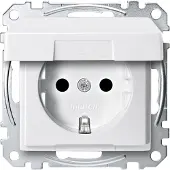 Merten SCHUKO-Steckdose mit Klappdeckel, BRS, Steckklemmen, polarweiß, System M, 1 Stk.