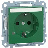 Merten MEG2303-0304 SCHUKO-Steckdose, Sonderstromkreis, Kontrolllicht, Schriftfeld, Berührungsschutz, Steckklemmen, SV, grün, System M MEG23030304
