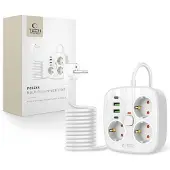Tech-Protect Pcs3X4 Steckdosenleiste, 3 Netzsteckdosen, 2Xusb-A, 2Xusb-C 200 cm - Weiß