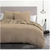 HOME LINGE PASSION 3-teiliges Mikrofaser-Bettwäscheset, 82 g – 220 x 240 cm – Beige