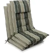 Beautissu 3er Set Sun-HL Hochlehner Auflage 120x50x8cm Grün-Gestreift