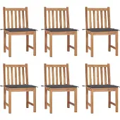 vidaXL Gartenstühle 6 Stk. mit Kissen Massivholz Teak