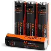 Cygnett AA USB-C Rechargeable Battery - 4 Pack - Black