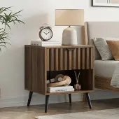 STILVORA Nachttisch MDF Walnuss mit Schublade und offenem Fach 45x40x53 cm