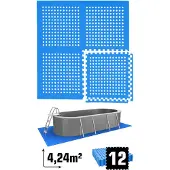 Eyepower 4,2 m² Poolunterlage - 12 EVA Matten 62x62 - Unterlegmatten Set - Pool Unterlage