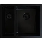 Caressi CAQPP1534R10BK-FL Spüle, Flächenbündig. Große Spüle, rechts. Schwarz.