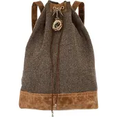 Sima Klassischer Damen Rucksack aus robustem Leder und Filz mit zwei Lederriemen, Braun