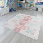 TT Home Kinderzimmerteppich Teppich Kinderteppich Rutschfest Herz Wolke Schmetterling