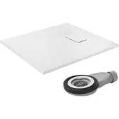 LuxeBath Duschwanne 90x80 cm Weiß mit Ablaufgarnitur aus SMC H:3 cm