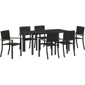 vidaXL Möbel 7-teiliges Garten-Essset Schwarz Poly-Rattan - Gartenstühle 3379419