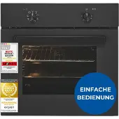 Exquisit Einbaubackofen, 67l Nutzinhalt, 8 Funktionen, Umluft, Energieklasse A, EBE367-U-120 mattschwarz