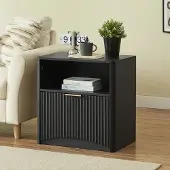 STILVORA Nachttisch Spanplatte Schwarz 58x38x60 cm mit Schublade und Unterfach