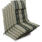 Beautissu 5er Set Sun-HL Hochlehner Auflage 120x50x8cm Grün-Gestreift