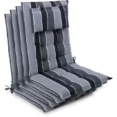 Beautissu 4er Set Sun-HL Hochlehner Auflage 120x50x8cm Anthrazit-Gestreift