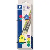 Staedtler Synthetikhaarpinsel-Set Noris, 3-teilig farbige Stiele aus Recyclat-Material, mit Metallzwinge