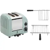 Dualit Toaster Paket 2, 2er Toaster mit Brötchenaufsatz und Sandwichzange Eukalyptus
