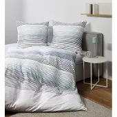 Janine Mako-Satin Bettwäsche J.D. 87113 silber blau 155x220 cm + 80x80 cm