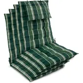 Beautissu 4er Set Sun-HL Hochlehner Auflage 120x50x8cm Grün-Kariert