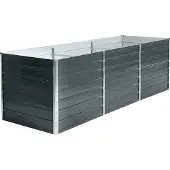 ESTEXO Metall Blumenbeet Hochbeet 240x80x77 cm Grau Pflanzbeet Gemüsebeet Pflanzkasten