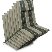 Beautissu 7er Set Sun-HL Hochlehner Auflage 120x50x8cm Grün-Gestreift