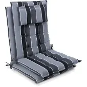 Beautissu 2er Set Sun-HL Hochlehner Auflage 120x50x8cm Anthrazit-Gestreift