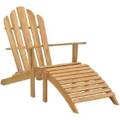 vidaXL Möbel Adirondack-Stuhl mit Fußteil Massivholz Teak - Gartensessel 316165