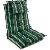 Beautissu 2er Set Sun-HL Hochlehner Auflage 120x50x8cm Grün-Kariert