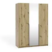 Masseno Drehtürenschrank THALIA 148/204/58cm 3-türig mit Spiegel Eiche Artisan