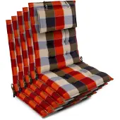 Beautissu 5er Set Sun-HL Hochlehner Auflage 120x50x8cm Orange-Beige-Kariert