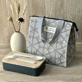 MaxPower Universelle isolierte Lunchtasche - Blumenmuster Grau Weiß