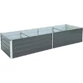 ESTEXO Metall Blumenbeet Hochbeet 320x80x77 cm Grau Pflanzbeet Gemüsebeet Pflanzkasten