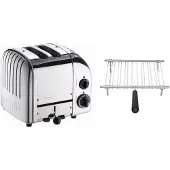 Dualit Toaster Paket 1, 2er Toaster mit Brötchenaufsatz poliertes Metall