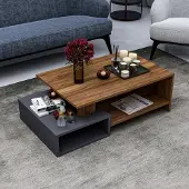 Homidea Dux Couchtisch Wohnzimmertisch Sofatisch mit Ablage Modernes Design (Anthrazit - Briarsmoke)