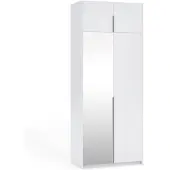 Masseno Drehtürenschrank THALIA 100/250/58cm 2-türig mit Spiegel Weiß