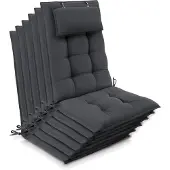 Beautissu 6er Set Sun-HL Hochlehner Auflage 120x50x8cm Anthrazit