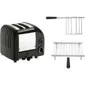 Dualit Toaster Paket 2, 2er Toaster mit Brötchenaufsatz und Sandwichzange Schwarz Matt