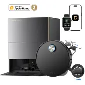 Dreame X60 Pro Ultra Complete Staubsauger Roboter mit Wischfunktion,42kPa Saugkraft,Doppelter UltraExtend-Arm,Zwei KI-Kameras,Selbstreinigung,Grau